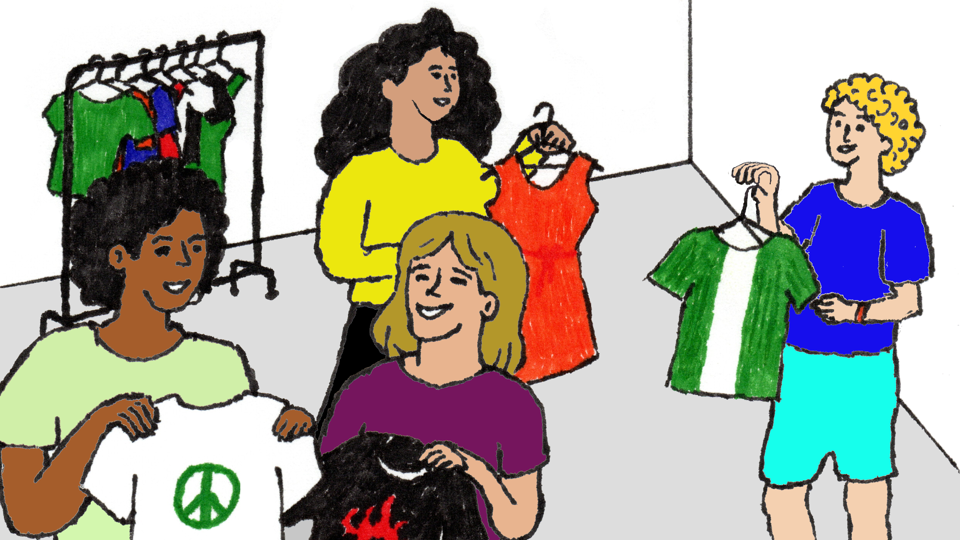 Kleidertausch und Siebdruck