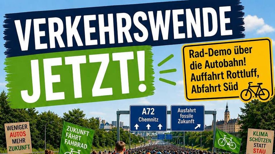 Fahrrad-Demo auf der Autobahn