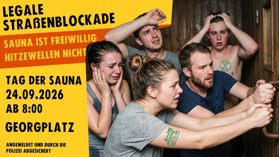 Klimaprotest am Weltsaunatag