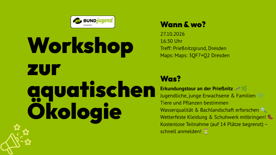 Workshop zur Aquatischen Ökologie im Prießnitzgrund